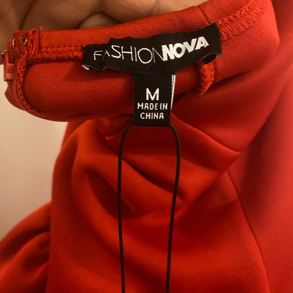 Fashion Nova Grand Beauty Off Shoulder Mini Dress - Red *scarf not included* - Picture 6 of 10